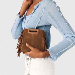 Maje M Mini Fringe Suede Crossbody Bag
